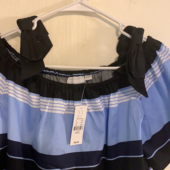 NY&C light/dark blue blouse with white size S. - Picture 2 of 6